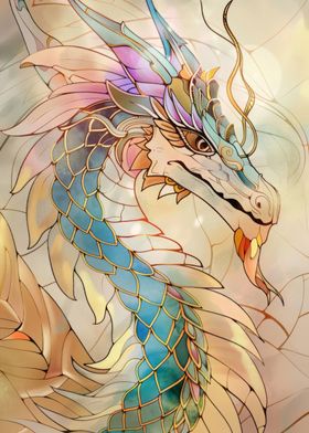 Dragon Retro Gold Glass