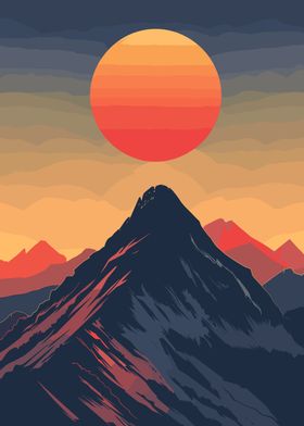 Mountain Sunset Vintage