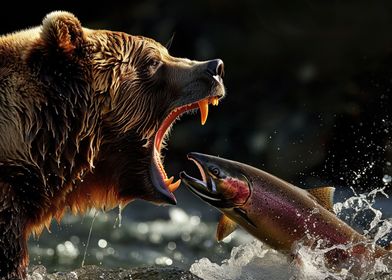 bear and salmon
