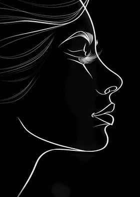 Line Art Woman Profile