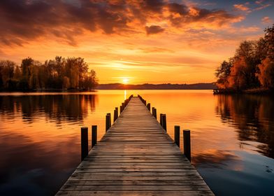 Pier sunset at the sea