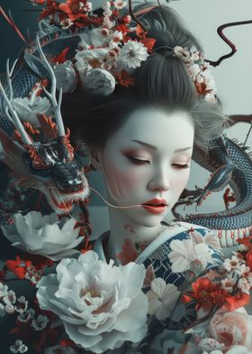 3D Geisha dragon