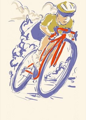 vintage cyclist speeding 