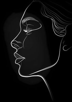 Line Art Woman Profile