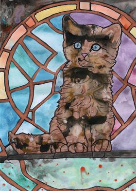 Kitten in Stained Glass