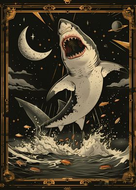 White Shark Tarot Card