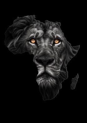 African Map Lion Style
