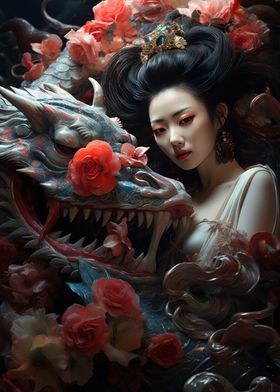 3D Geisha dragon