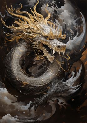 Chinese Dragon Gold Ink  