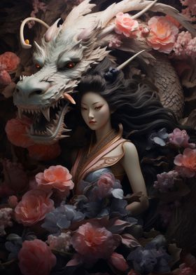 3D Geisha dragon