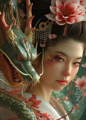 3D Geisha dragon