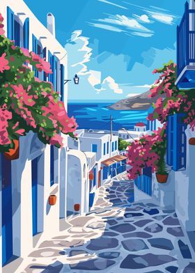 Greek Island Illustration