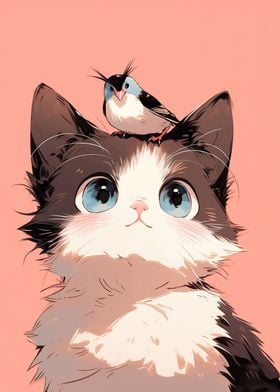 cute cats and birds