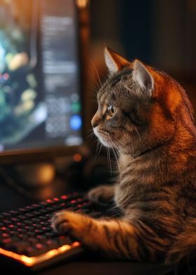 Cat Gaming Lazy