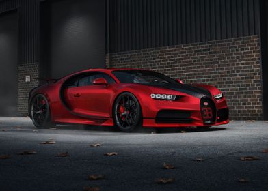 Red bugatti chiron poster