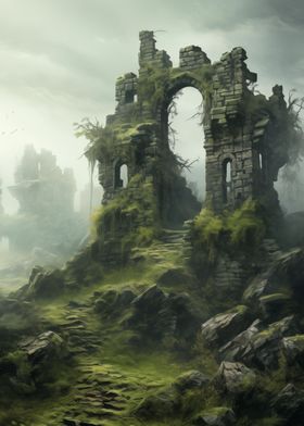 A Ruined Castle In Fog