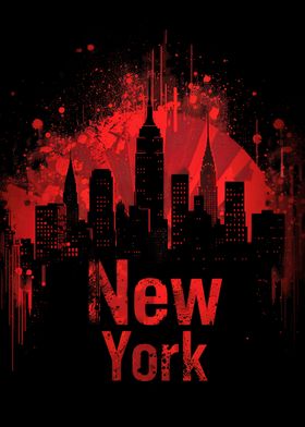 New York Red Silhouette