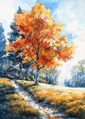 Vivid Autumn Path