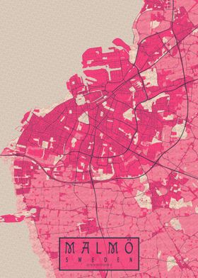 Malmo City Map Blossom