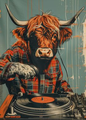 Highland Cow Disk Jockey