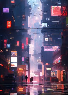 Cyberpunk City Night