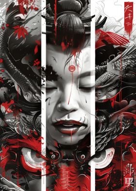 Samurai dragon geisha