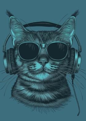 Cat Listening to Music