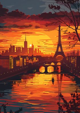 Paris Sunset Scenic View