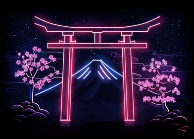 Torii Gate Japan Neon