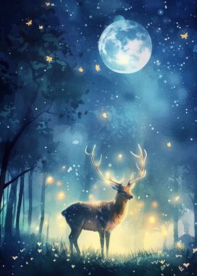 Deer Night Forset