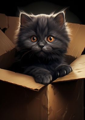 Persian Cat in Carton Box