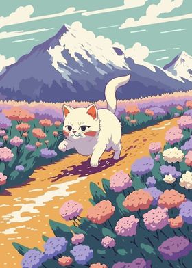 Cat Anime Flower