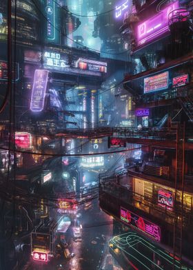 Cyberpunk City Night