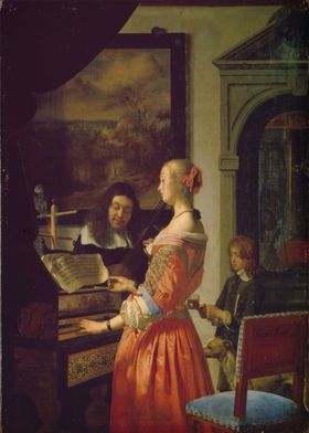 Woman at a harpsichord