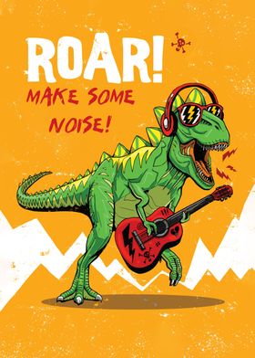 T REX Dinosaur And guitar