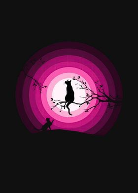 Cat moon pink