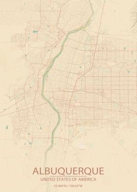 Albuquerque US Vintage Map