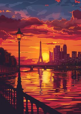 Paris Sunset Scenic View