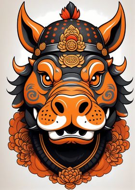 Samurai Mask Hippopotamus