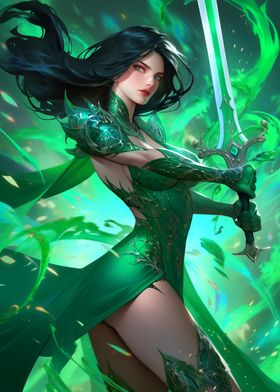 Green Female Warrior