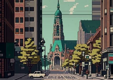 Rotterdam city Pixel Art