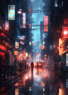 Cyberpunk City Night Style