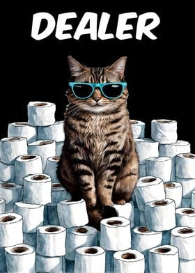 funny cat toilet poster 