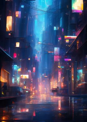 Cyberpunk City Night Style