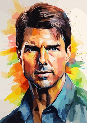 Tom Cruise Watercolor Art
