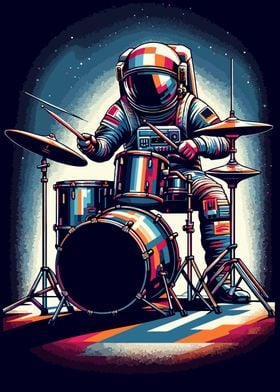 astronaut playing drums