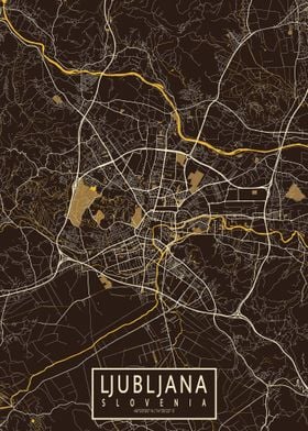 Ljubljana City Map Pastel
