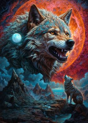 Full Moon Lone Wolf Snarls