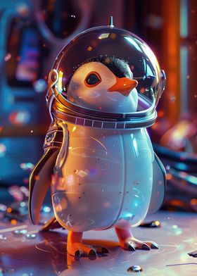 Cute Penguin Astronaut