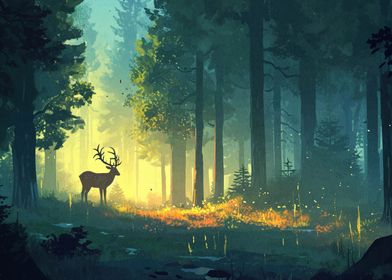 Deer Animal Night Forest